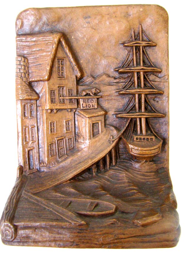 A charming pair of Syroco Wood Bookends circa 1935 — image 2